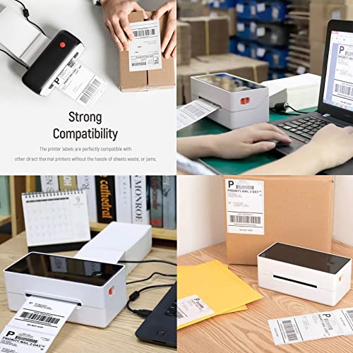 4" x 6" Fanfold Labels Direct Thermal Labels - White Shipping Mailing Postage Labels Permanent Adhesive 1000 Labels Per Stack (8000 Labels=8 Stacks) - size: 8 Stacks | 8000 Labels