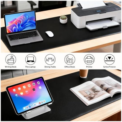 POCHAR Vegan Leather Desk Mat 31" x 16" - Desk Pad Protector for Desktop - color: Black