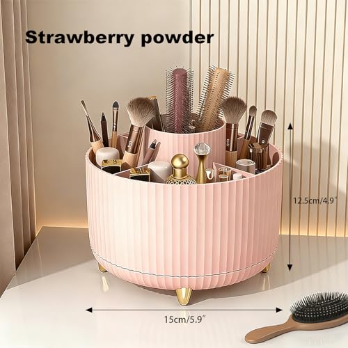 ROOM127 Makeup Brush Holder Organizer, 360° Rotating 5-Slot Storage Cup | Taro Purple Spinning Cosmetic Organizer for Brushes Lipsticks Eyeliners Pens and Beauty Tools for Vanity Bathroom and Desk