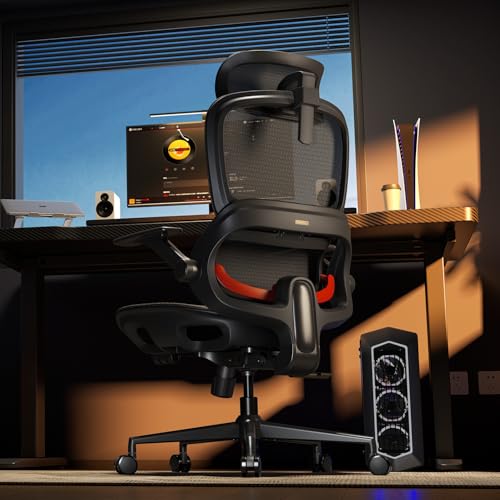 SIHOO B100 Office Chair, Ergonomic Office Chair Without Footrest, Computer Chair with Wide Headrest & Adaptive Lumbar Support, Flip-up Armrests, Swivel Desk Chair for Long Hours, Black - color: Deep Black, size: Pack of 2