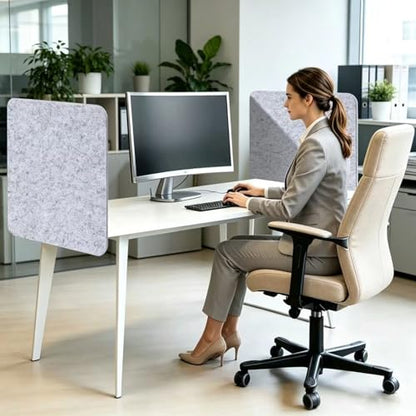 Desk Divider 2 Pcs Desk Privacy Panel 23.6'' x 23.6'',Acoustic Sound Absorbing and Noise Reducing Desk Partition for Office Desk,Clamp-on Desk Divider Partition with Adjustable Universal Base - size: 23.6''L x 23.6''W
