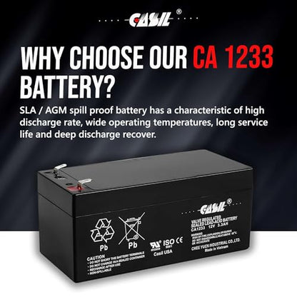 Casil 12V 3.3Ah Rechargeable Sealed Lead Acid Replacement Battery for APC Back UPS ES 350