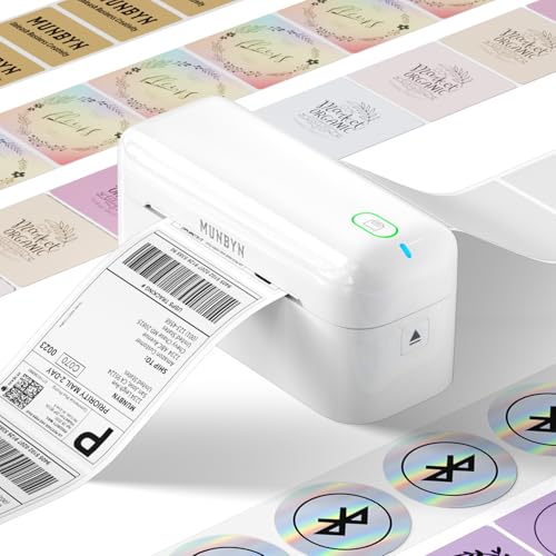 MUNBYN Bluetooth Thermal Label Printer, 4x6 Shipping Label Printer | Wireless label printer for Small Business, Supports iPhone, Android, Windows, Mac, Chromebook, Amazon, Shopify, USPS, RW402B - color: White