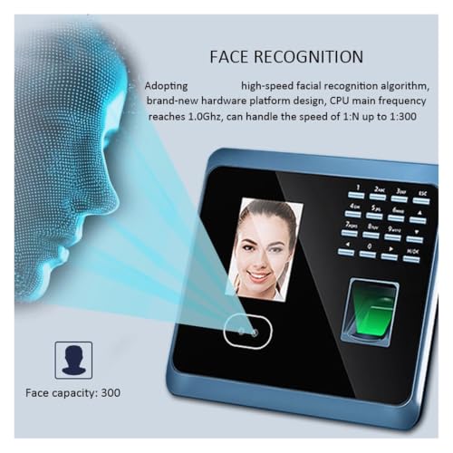 WiFi Biometric Fingerprint Face Recognition Time Attendance Machine System with Keyboard Facial Time Clock(UF100,English,UK Plug) - color: Uf100, size: English