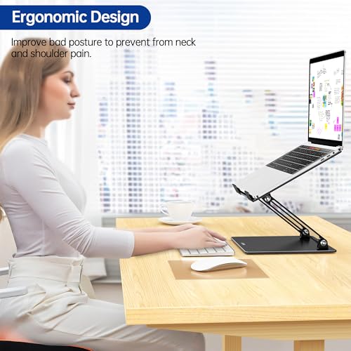 BESIGN LS10 Laptop Stand for Desk, Ergonomic Adjustable Notebook Tablet Stand, Foldable Laptop Riser, Portable Desktop Book Stands, Computer Holder Compatible with 10-14" Laptops, Black - color: A-Classic Black