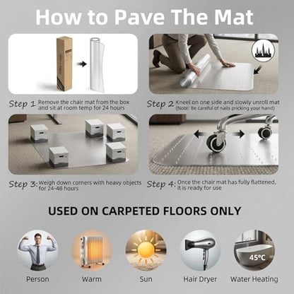 Office Chair Mat for Low-Pile Carpet 30" x 48", Compact Carpet Protector - size: 30" x 48" (for low-pile carpet)