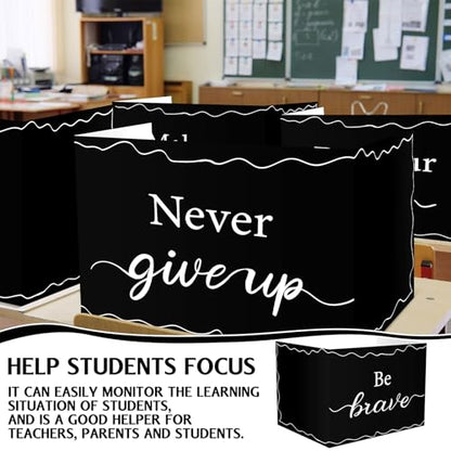 Honoson 24 Pcs Inspirational Privacy Folders for Students | Cardboard Desk Shields with Motivational Words, 6 Designs for Classroom Study, Tri-fold Exam Dividers, Bulk Test Boards - style: Minimalism