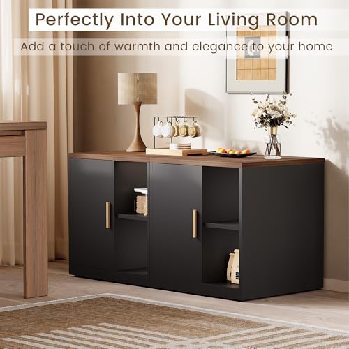 ModernMate Printer Stand with Door, Open Adjustable Shelves | 23" Printer Table, File Cabinet, Under Desk Storage Cabinet for Office, Living Room, and Study, Black Walnut - color: Black Walnut