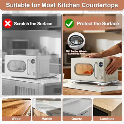 Adjustable Appliance Sliding Tray - Expandable 11" x 11"- 20" x 20" | Slider Tray for Kitchen Appliances - 360° Countertop Rolling Tray with Locking Brakes for Coffee Makers - size: 11" x 11" - 20" x 20" Square