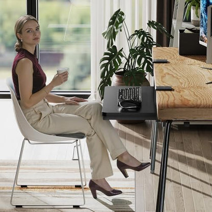 ETHU Small Keyboard Tray Under Desk with C-Clamp, 19.7x11.81", Black - color: Black