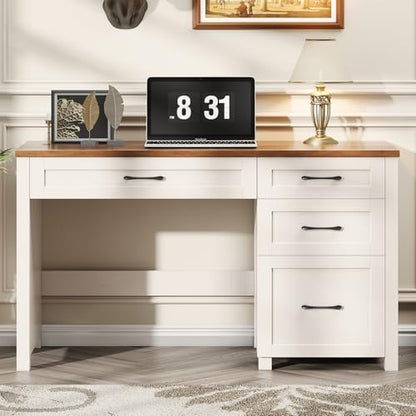 Vabches Farmhouse 47" Executive Desk with 4 Drawers, Unique White - color: Unique White, size: Style 2