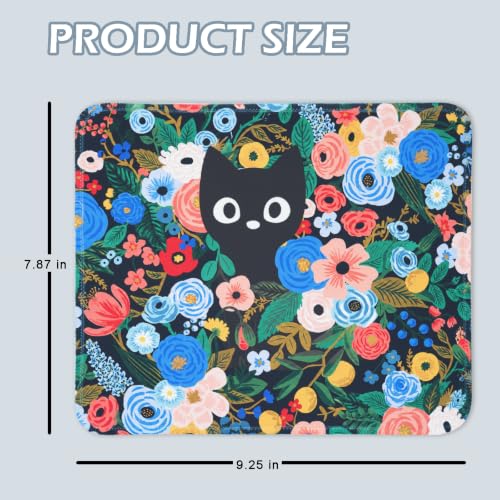 Mouse Pad for Desk with Stitched Edge, Premium Cute Washable Mouse Pads. Computer Mousepad with Non-Slip Rubber Base, Mousepads for Laptop, 9.25x7.75x0.12 inch (Meow Blooms) - color: Meow Blooms