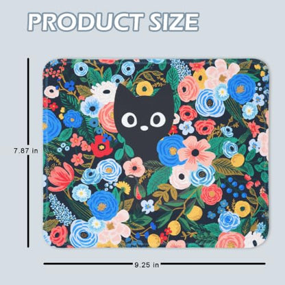 Mouse Pad for Desk with Stitched Edge, Premium Cute Washable Mouse Pads. Computer Mousepad with Non-Slip Rubber Base, Mousepads for Laptop, 9.25x7.75x0.12 inch (Meow Blooms) - color: Meow Blooms