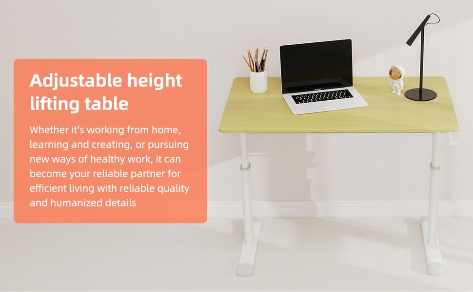 39" Height Adjustable Standing Desk Ergonomic Manual, Home, Wood | Compact Foldable|Mobile Skinny|High Computer Table|Sit Stand Office|Small Gaming Study|Bedroom Minimalist|Walking Pad Ready - color: 39"+wood