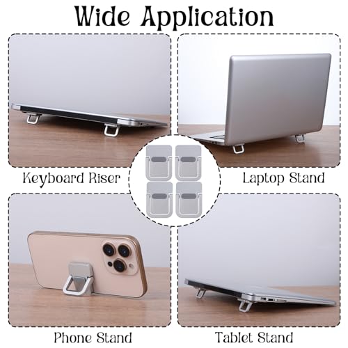 4PCS Portable Keyboard Riser Self Adhesive Laptop Stand Invisible Mini Computer Feet for Desk Computer Keyboard Stand Laptop Holder with Anti Slip Silicone(Sliver) - color: Sliver