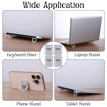 4PCS Portable Keyboard Riser Self Adhesive Laptop Stand Invisible Mini Computer Feet for Desk Computer Keyboard Stand Laptop Holder with Anti Slip Silicone(Sliver) - color: Sliver