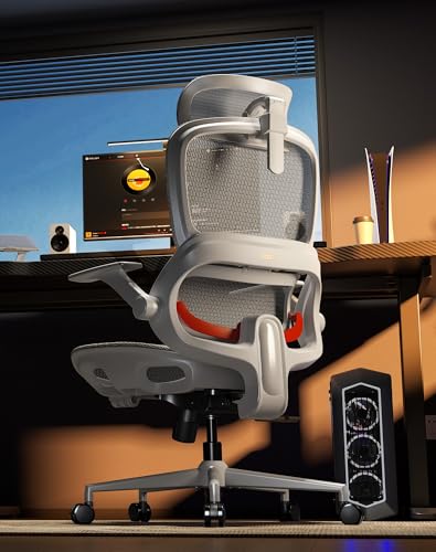 SIHOO B100 Mesh Office Chair, Comfy Ergonomic Office Chair | Mesh Office Chair with Adaptive Lumbar Support, Desk Chair with Wide Headrest, 300 LBS Grey - color: Light Grey, size: Pack of 1