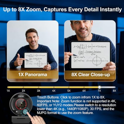 4K Webcam for PC Computer PDAF Autofocus with Built-in Microphone Windows - size: 3.71 inch