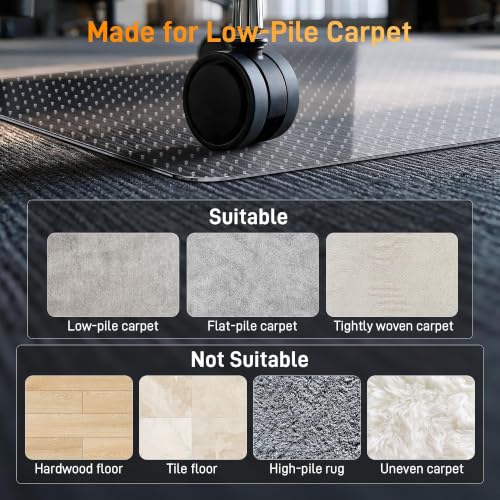 Clear Office Chair Mat 36" x 48" for Low-Pile Carpet - size: 36" x 48" (for low-pile carpet)