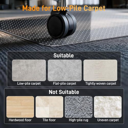 Office Chair Mat for Low-Pile Carpet 36" x 48", Convex Extended Lip - size: 36" x 48" Convex (for low-pile carpet)