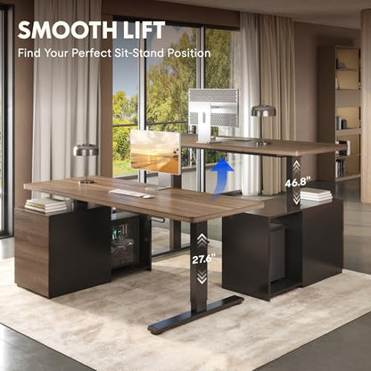 FLEXISPOT 55" Executive Standing Desk with Drawers & CPU Cabinet - color: Black Walnut, size: 55"x28"