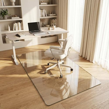 40"x60" Tempered Glass Chair Mat for Hardwood Floor & Carpet | 0.2" Thick Heavy-Duty Tempered Glass With 4 Non-Slip Pads, Smooth Rolling Surface Protects Floors From Scratches And Cracks - size: 40" x 60"