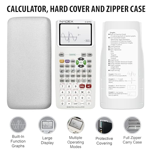 Scientific Calculator with Graphing, Includes Carrying Case, for College and High School Students, Calculus, Algebra, Geometry, Trigonometry, Statistics, Physics, Chemistry, White - color: White
