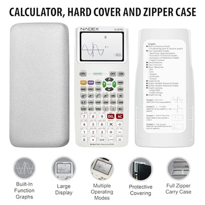 Scientific Calculator with Graphing, Includes Carrying Case, for College and High School Students, Calculus, Algebra, Geometry, Trigonometry, Statistics, Physics, Chemistry, White - color: White
