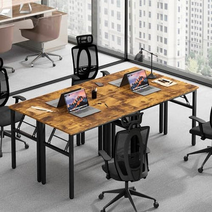 Need Office Computer Desk 35.8 Inch Sturdy Folding Laptop Table Retro | Black Frame Writing Gaming Work Table/Foldable Home Office Desk/Sewing Table, No Assembly Required - color: Rustic Brown & Black Frame, size: 35.8inch