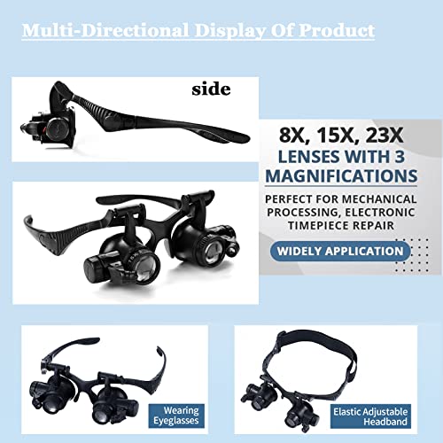 10X 15X 20X 25X LED Head Mount Magnifier Headband Visor with Light - color: 10x 15x 20x 25x