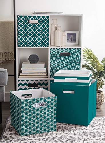 DII Poly-Cube Storage Collection Hard Sided, Collapsible Solid, Small, Teal - color: Teal, size: Small Square, 11x11x11"