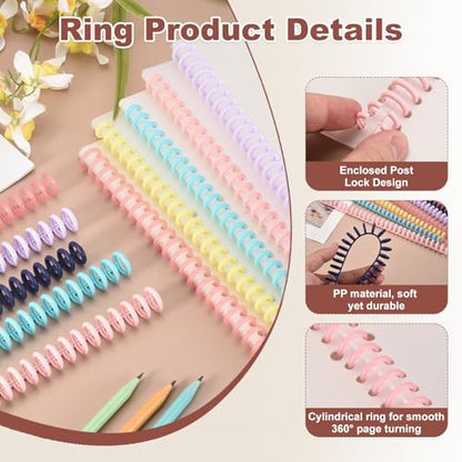 PATIKIL 20Pcs Presentation Binding Covers, Pre-Punched A4 12 x 9" Cover and 10Pcs 8.5mm (1/3") Plastic 30 Ring Binding Spines Combs Kit for Book Office Supplies, Dark Pink - color: Dark Pink
