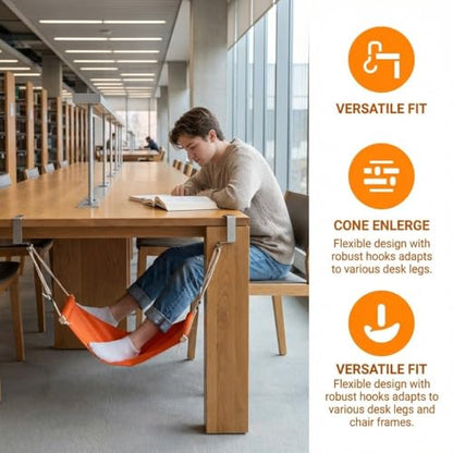 Foldable Footrest for Desk - Adjustable Under Desk Hammock with Breathable Fabric for Office Chair & Airplane Travel
