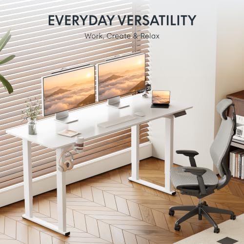 FLEXISPOT 4-Leg Standing Desk, 78"x32", Dual Motor Electric, White - size: 71"x32"