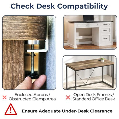 Desk Privacy Panel, Gray Clamp-On Divider for Office & Home | No-Drill Clamp Mount,Under Desk,Polyester,Cable Routing Clearance,Pin-Friendly Felt Surface,20" x 24" - size: 20"x24"