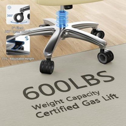 Big and Tall Office Chair, Heavy Duty Desk Chair with 5D Arms, Adjustable Lumbar Support & Height, Tilt Function, PU Leather High Back Ergonomic Executive Computer Chair - color: Beige