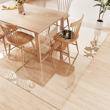 Tempered Glass Chair Mat for Carpet 55"x46", Floor Protector | Ultra Clear Office Chair Mat for Hardwood Floors & Carpets, Heavy Duty 0.2" Scratch-Resistant Surface with Non-Slip Pads - size: 55"x46"