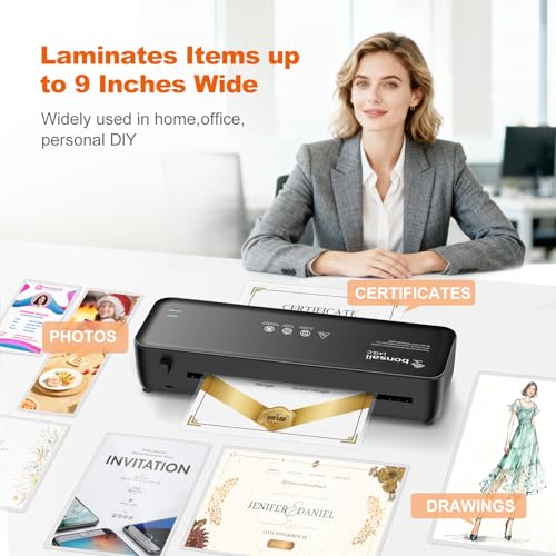 Bonsaii 9-Inch 4-in-1 Laminator Kit with Cutter, Rounder & 40 Pouches - color: Black