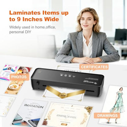 Bonsaii 9-Inch 4-in-1 Laminator Kit with Cutter, Rounder & 40 Pouches - color: Black