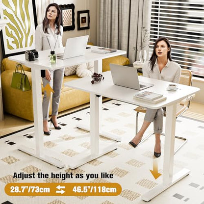 Small Standing Desk,35"x24" Height Adjustable Sit-Stand Home Office,White | Electric Adjustable Standing Desk, Sit to Stand Computer Office Desk with Splice Board, Memory Preset, Lifts 28.7''-46.5" - color: White, size: 35 inch
