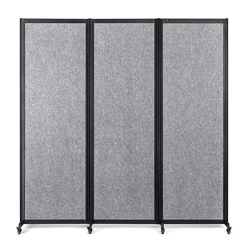 Room Partition,6'4"L* 6'7"H,3 Panel,Light Grey - color: Light Grey, size: 75.6"(L)*78.7"(H)