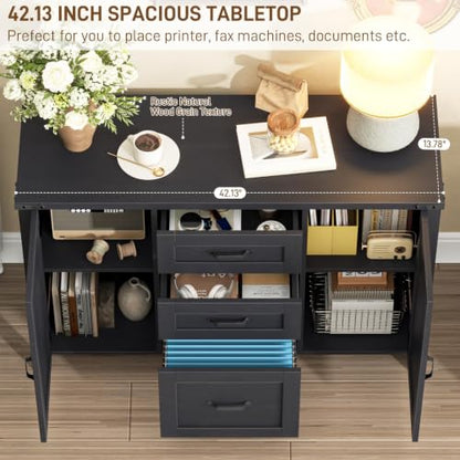 Vabches File Cabinet with 3 Drawers Fits Files Letter/A4 Size, Rustic Black - color: Rustic Black