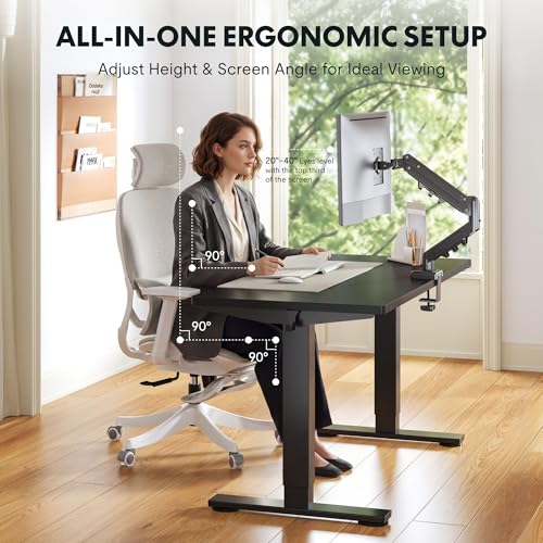 FLEXISPOT EN2 48"x24" Standing Desk Bundle with Monitor Mount, Black - color: Black Frame + Black Top, size: 48x24 | Monitor Arm