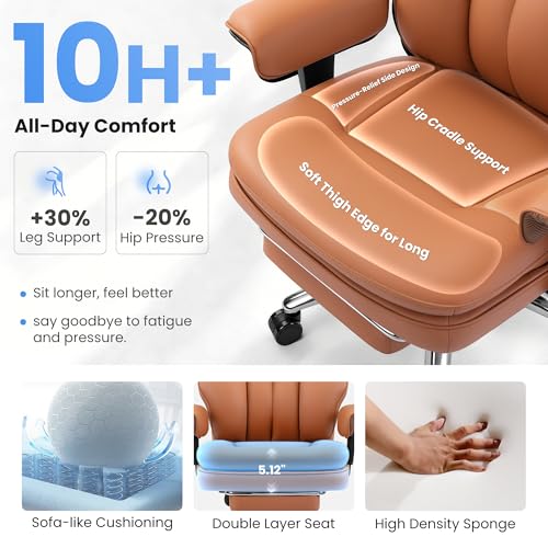 Executive Office Chair with Lumbar Support, Comfortable Computer Desk Chair - color: Brown
