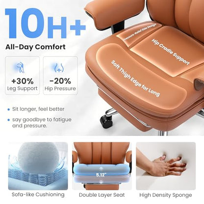 Executive Office Chair with Lumbar Support, Comfortable Computer Desk Chair - color: Brown