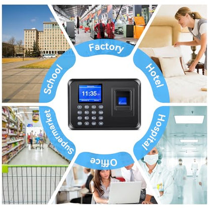 Time Clocks for Employees Small Business, Time Clock, Attendance Machine with Fingerprint, and Password Punching in One,Office