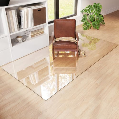 Tempered Glass Chair Mat for Carpet 80"x40", Floor Protector | Ultra Clear Office Chair Mat for Hardwood Floors & Carpets, Heavy Duty 0.2" Scratch-Resistant Surface with Non-Slip Pads - size: 80"x40"