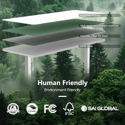 Monomi 55‘’x24 Electric Standing Desk Height Adjustable Sit Stand Up,White | Ergonomic Home Office Computer Desk with Memory Preset, Gaming Writing Study Bedroom Rising Table with Two-Piece Desktop - color: White, size: 55x24