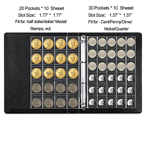 AITIME 2 in 1 Coin Collection Book Album Holders for Collectors - color: 2 in 1 Binder