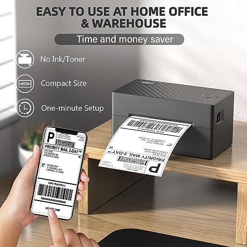 PEDOOLO Label Printer, 4x6 Shipping Label Thermal Printer for Packages, Bluetooth Conection and Compatible with Android, iPhone, Windows, Mac, Chromebook, Amazon, UPS, USPS, FedEx, Shopify